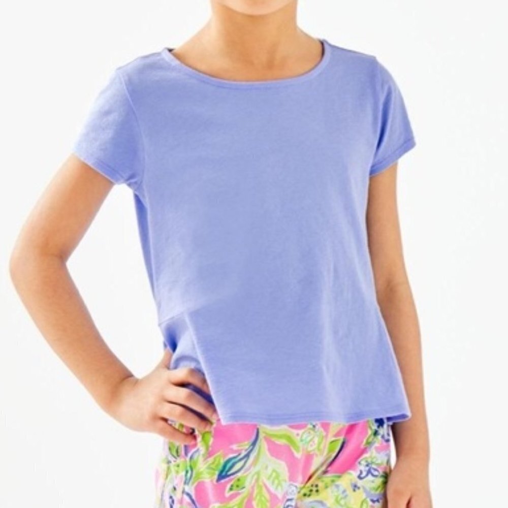 Lilly Pulitzer girls Sondra peplum top in blue peri size medium (6/7) NWT